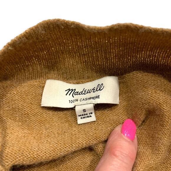 Madewell 100% cashmere sweater size Small mustard yellow gold V neck - Picture 3 of 10